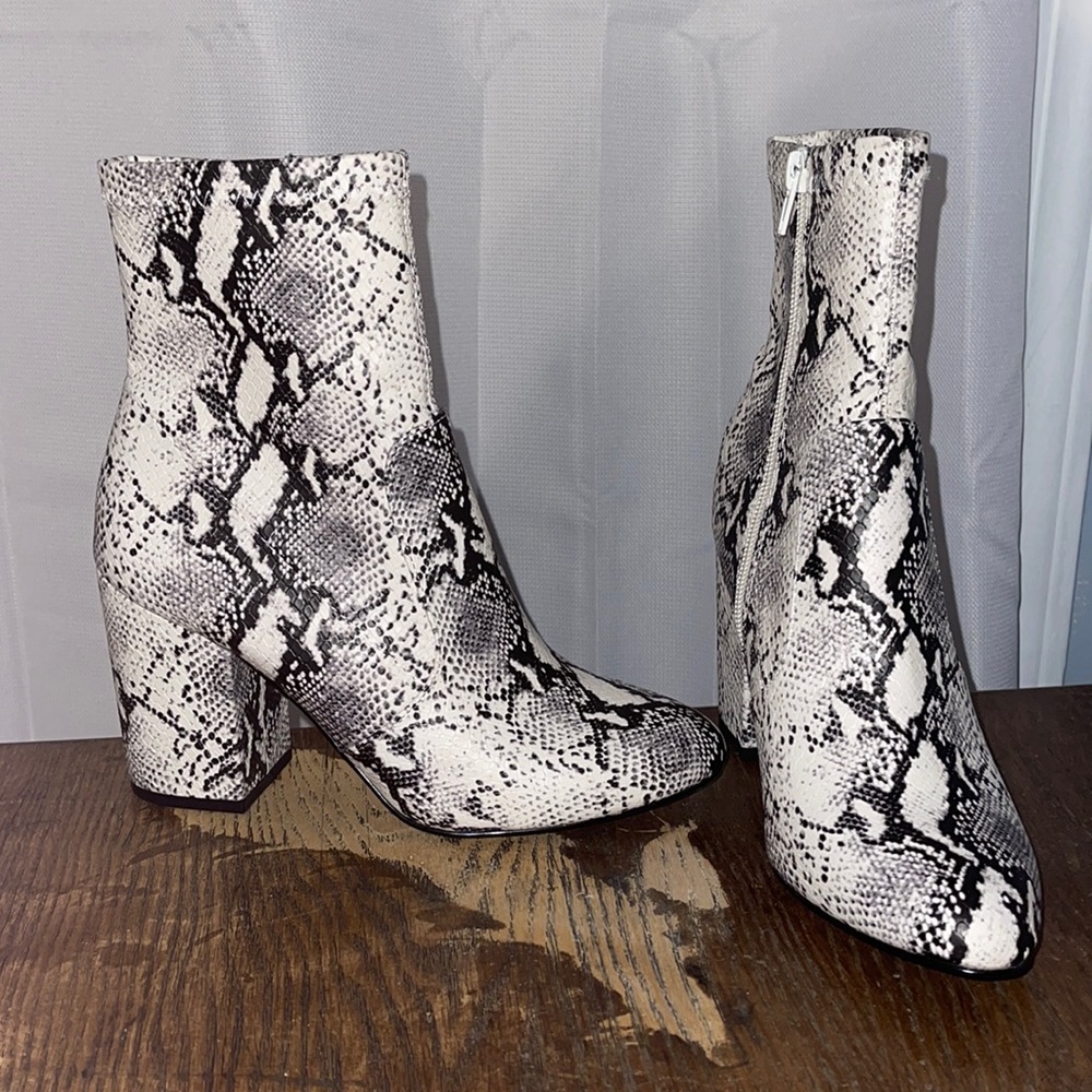 Snakeskin booties
